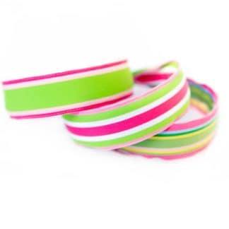 Grosgrain ribbon striped wide flat stitched headband pink green white