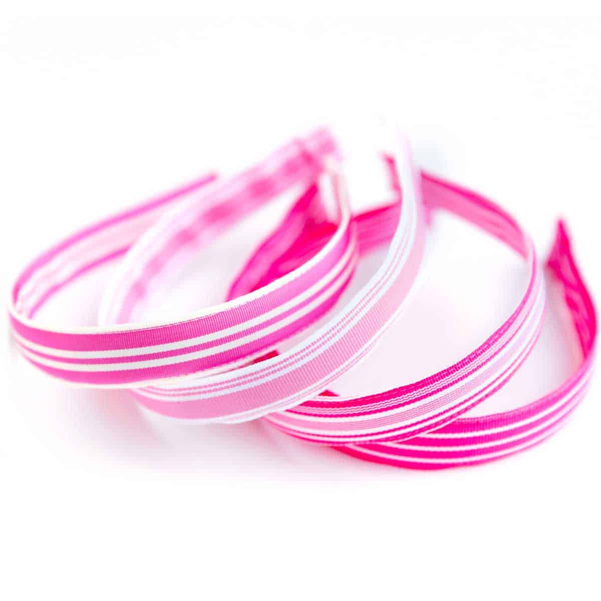 Pink and White Ribbon Collection Striped Hair Bow - Bows Etc.