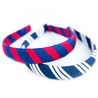 grosgrain ribbon wide wrapped headband navy red white school colors uniforms