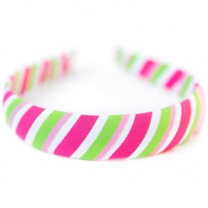 Pink and White Ribbon Collection Medium Headband Stripes - Bows Etc.