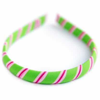 Pink and White Ribbon Collection Striped Grosgrain Headband