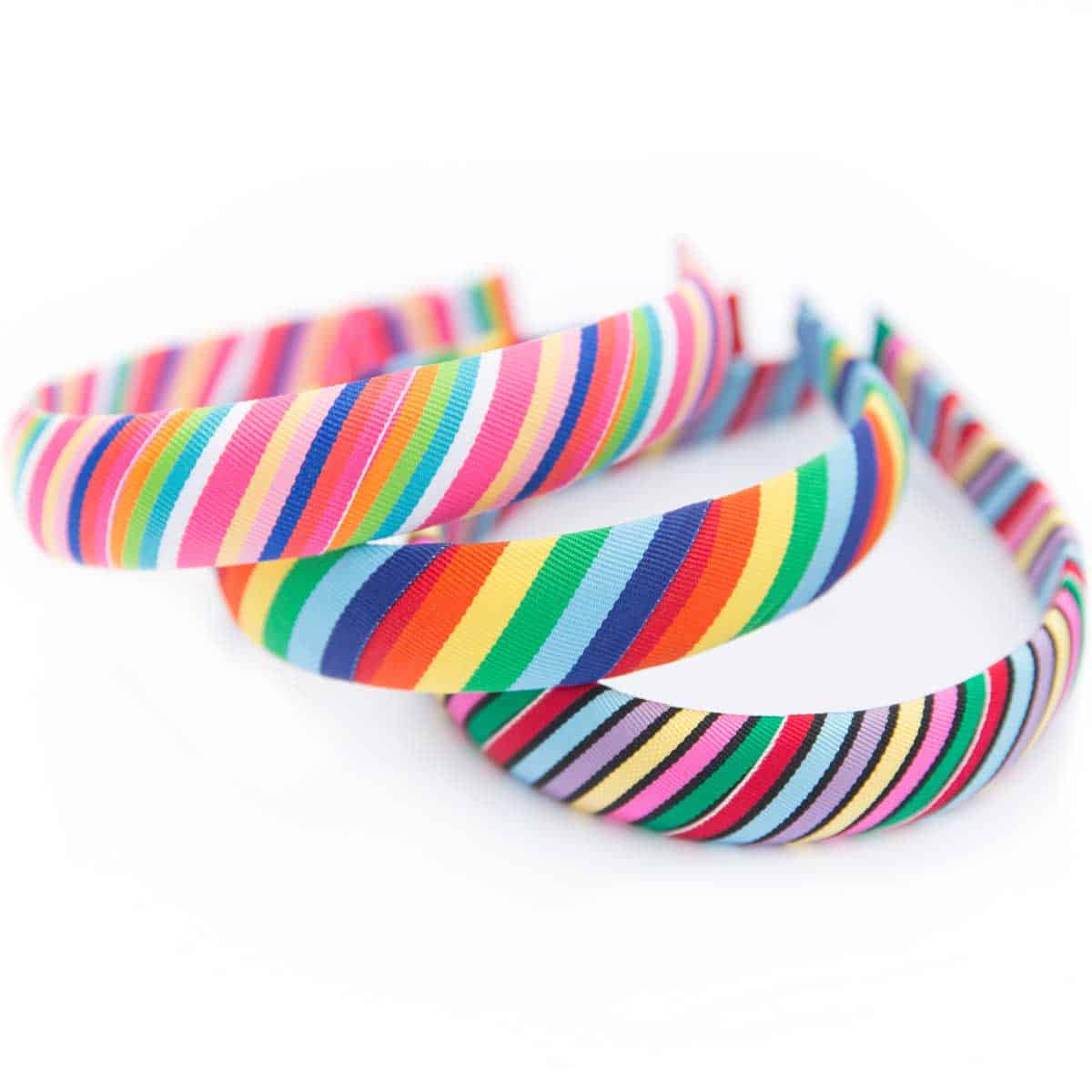 Rainbow Ribbon Collection Wide Striped Grosgrain Headband - Bows Etc.