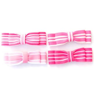 pink white grosgrain striped hair bow alligator clip French barrette