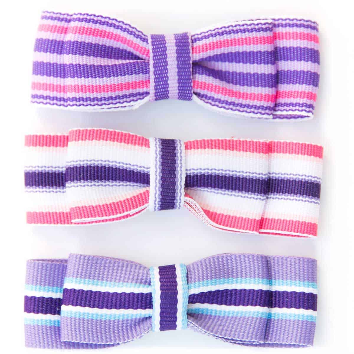 Pink and White Ribbon Collection Striped Hair Bow - Bows Etc.