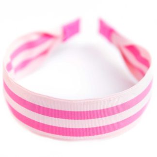 grosgrain ribbon wide flat stitched headband pink white stripes striped