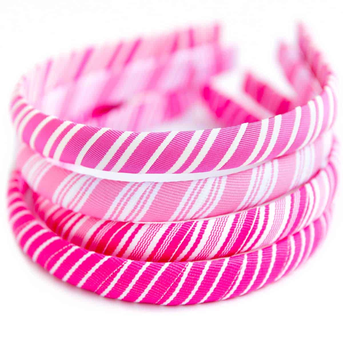 Pink and White Ribbon Collection Striped Grosgrain Headband