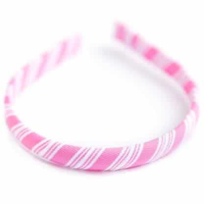 Pink and White Ribbon Collection Striped Grosgrain Headband