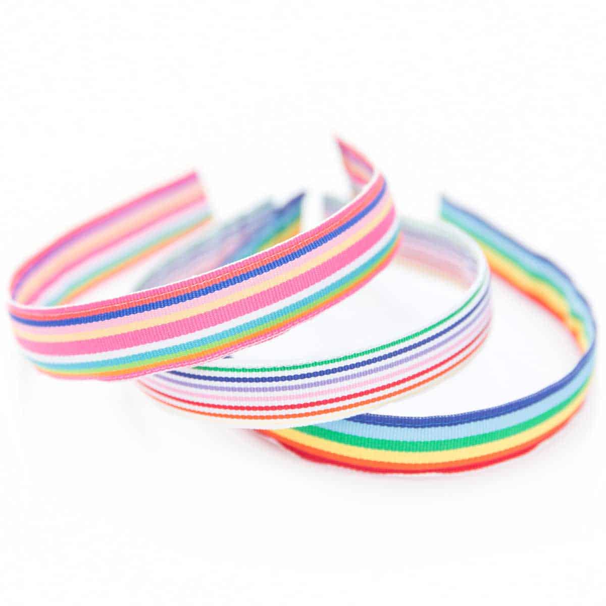 Rainbow Ribbon Collection Medium Striped Flat Headband - Bows Etc.