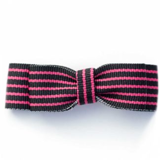 Striped Grosgrain Ribbon Hair Bow Alligator Clip French Barrette Pink Black