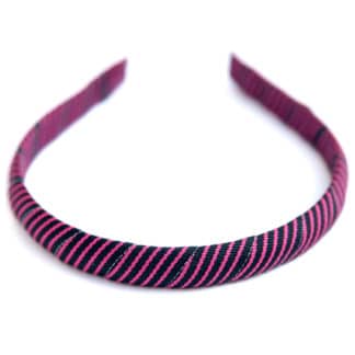 Grosgrain ribbon wrapped striped headband pink black