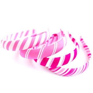 Pink Wide Striped Padded Grosgrain Ribbon Headband