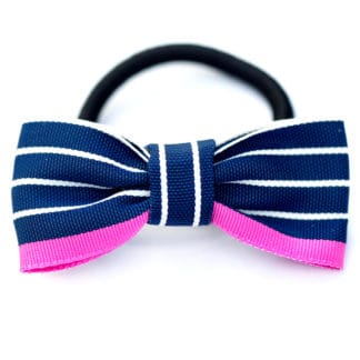 grosgrain ribbon hair bow pony-o ponytail holder navy blue pink