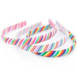 Medium Striped Stripe Wrapped Rainbow Grosgrain Headband
