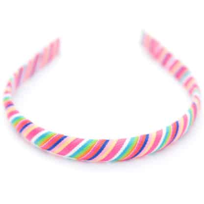 Pink and White Ribbon Collection Wide Striped Headband - Bows Etc.