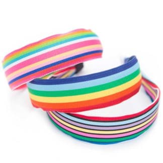 Rainbow Wide Striped Stitched Flat Grosgrain Headband