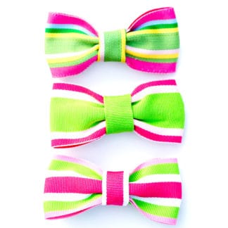 grosgrain ribbon pink green hair bow alligator clip French barrette