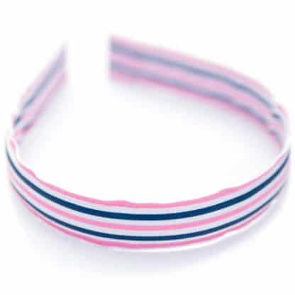 Pink and White Ribbon Collection Wide Striped Headband - Bows Etc.