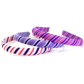 Purple Medium Striped Stripe Wrapped Grograin Headband