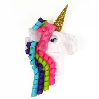 rainbow gold pink grosgrain magical unicorn hair clip