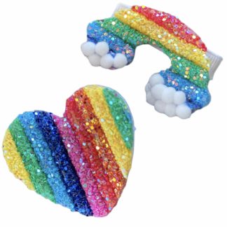 glitter tubes rainbow heart hair clip