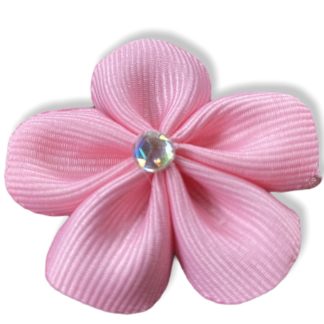 solid grosgrain rhinestone flower hair clip