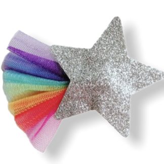 stars and rainbows glitter alligator hair clip