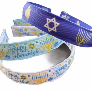 hanukkah grosgrain headband Jewish star menorah dreidel